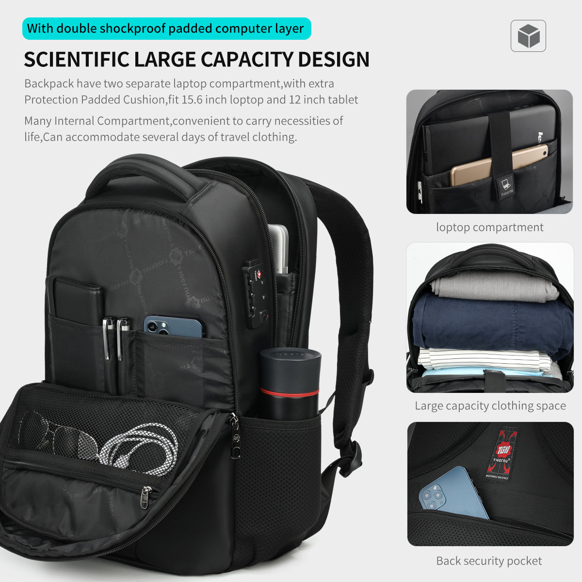 Tigernu Anti-theft Waterproof Backpack Usb Backpacks With Tsa Lock Mochilas Computer Leisure Backpack