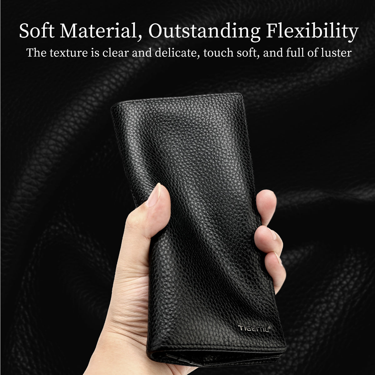 TIGERNU Craftsmanship Design 10 Inch Top Layer Cowhide Durable and Sturdy Classic Style Business Communication Daily Men's Wallet