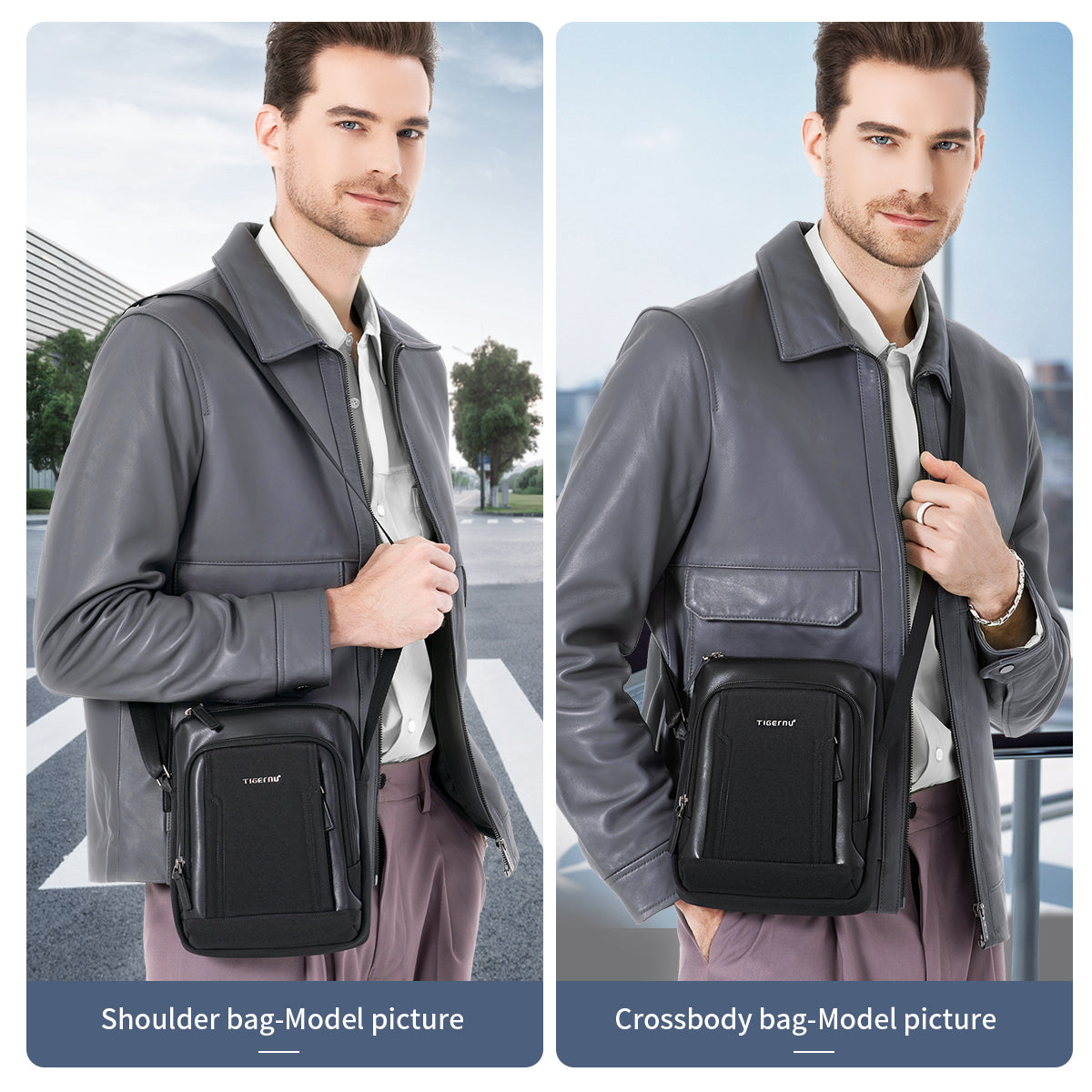 TIGERNU Men's Multifunctional Nylon Laptop Shoulder Sling Bag 9.7inches Fashionable Multi-Pocket Storage for Commuting