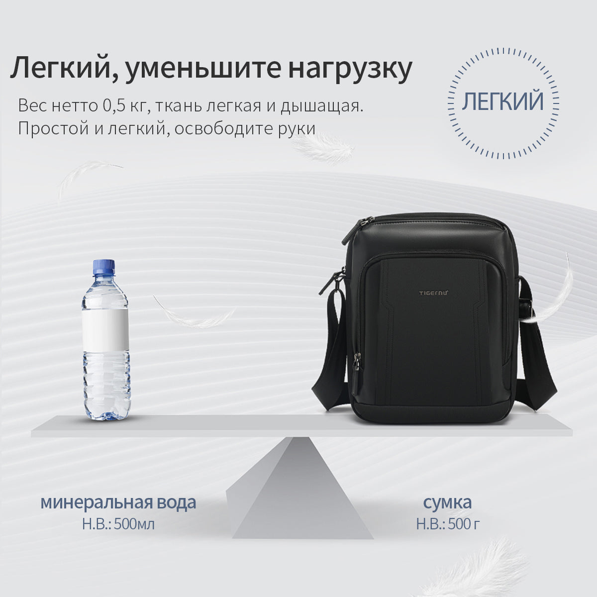 TIGERNU Men's Multifunctional Nylon Laptop Shoulder Sling Bag 9.7inches Fashionable Multi-Pocket Storage for Commuting