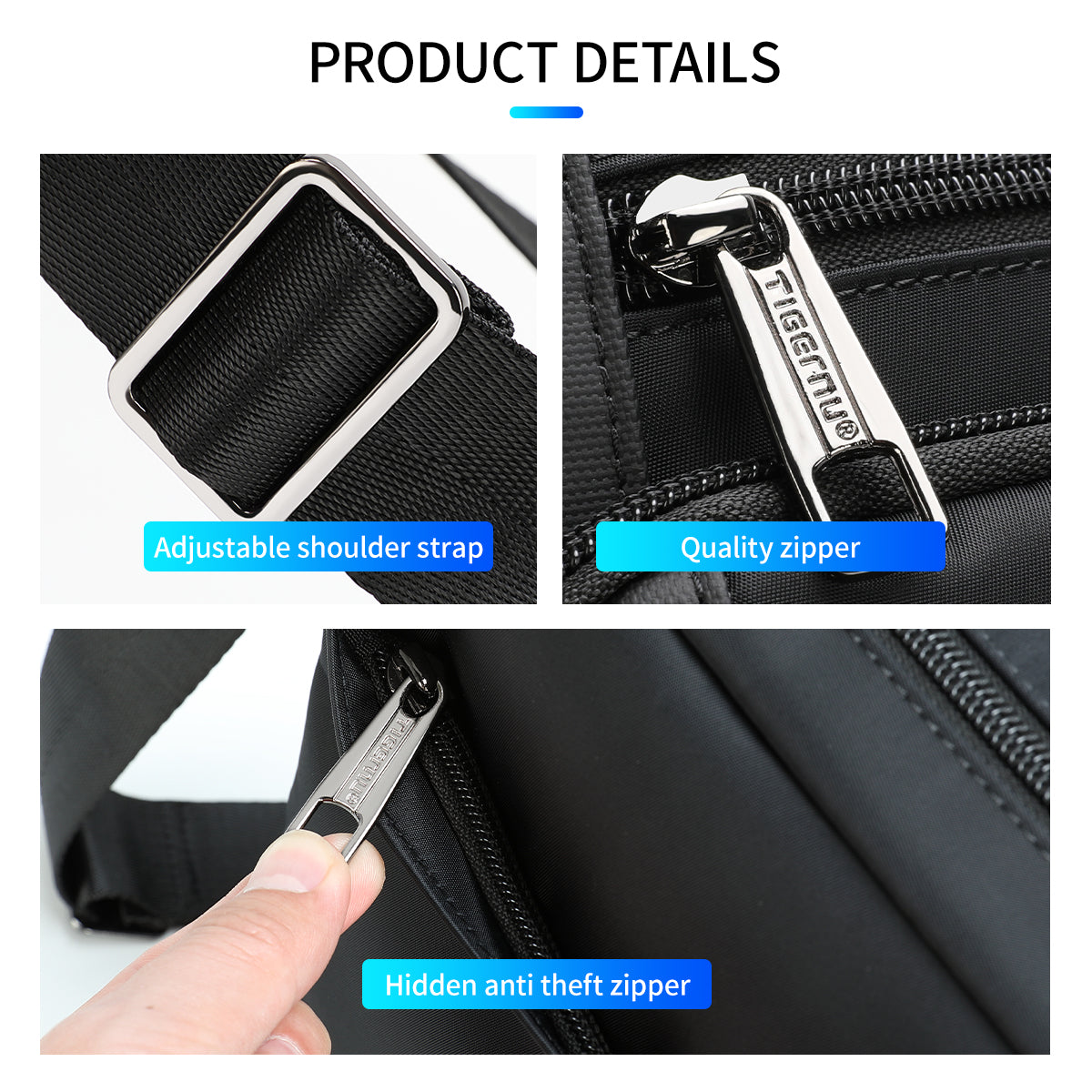 Tigernu Urban Style Men's 9.7-Inch Crossbody Bag Oxford Cloth Anti-Theft Flat Shock-Absorbing Compartment Particle City Sling Bag
