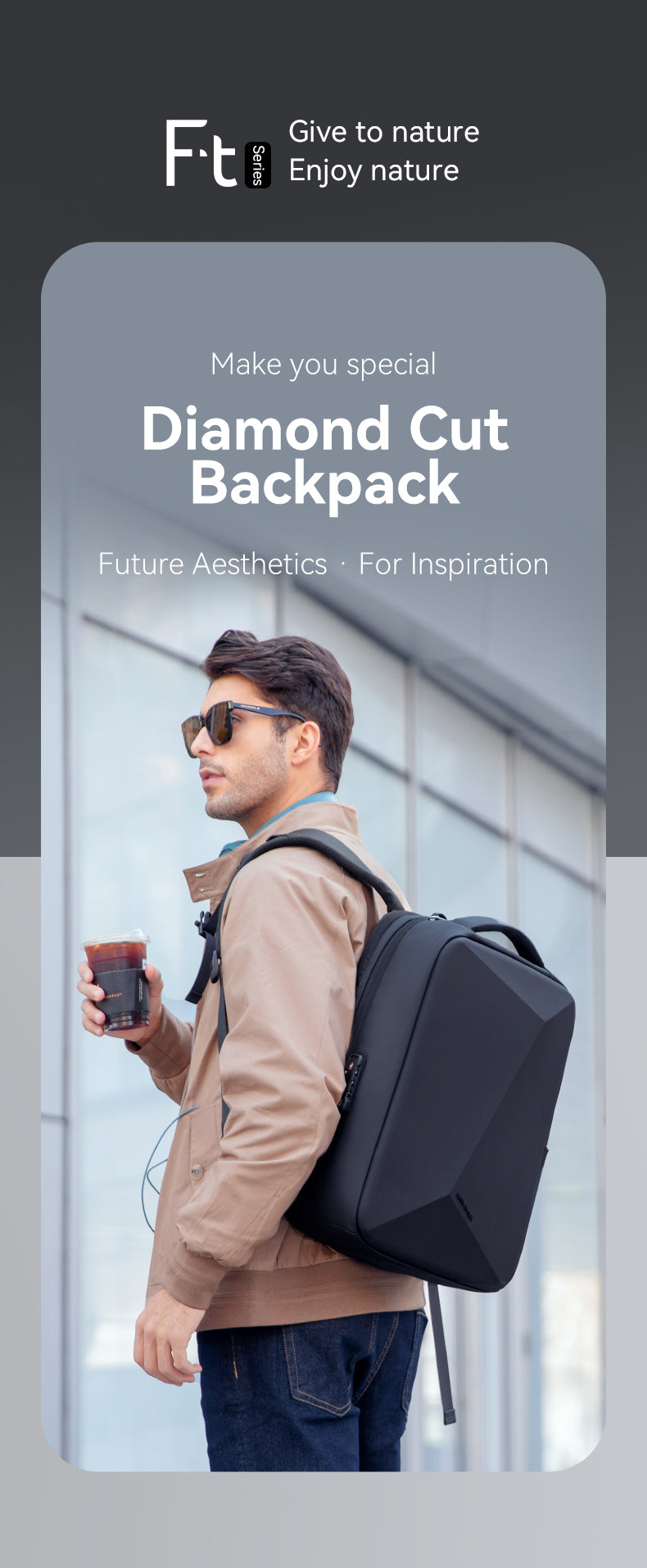 Mark RydenAnti-theft Combination Loc Men's Shoulder Backpack Diamond Cut Fashion Trend Computer Bags for Laptop