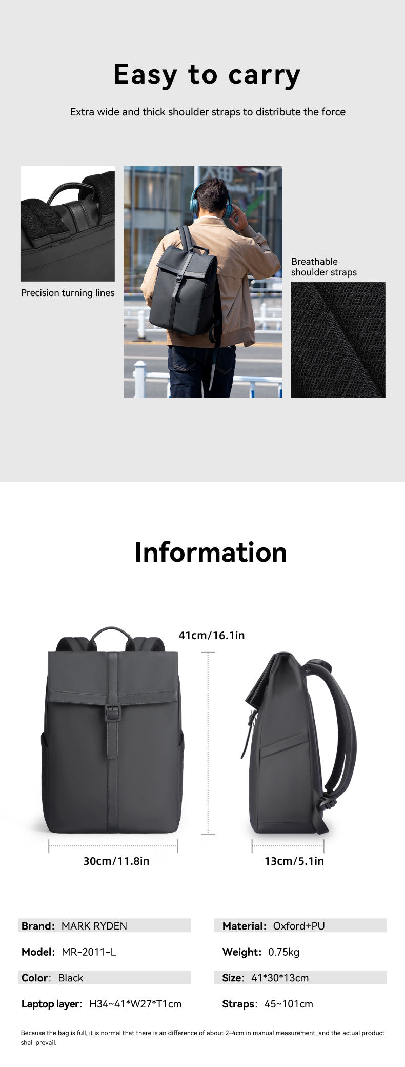 Mark Ryden Factory Hot Sale Lightweight Fashion Shoulder Bag Business Trip Backpack Sports Cycling Computer Bag