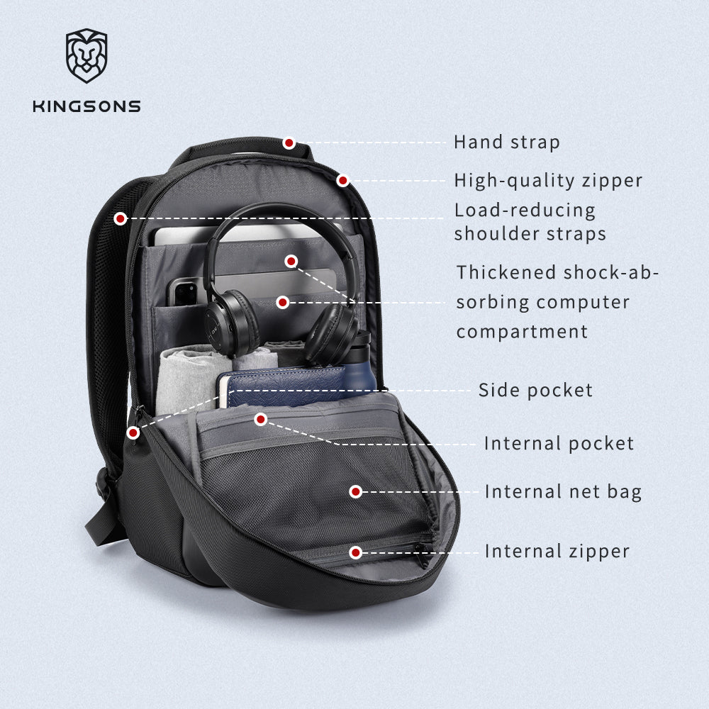 Kingsons Large Capacity Durable Business Laptop Backpack Leather Laptop Backpack Custom logo Waterproof Backpack School Bags