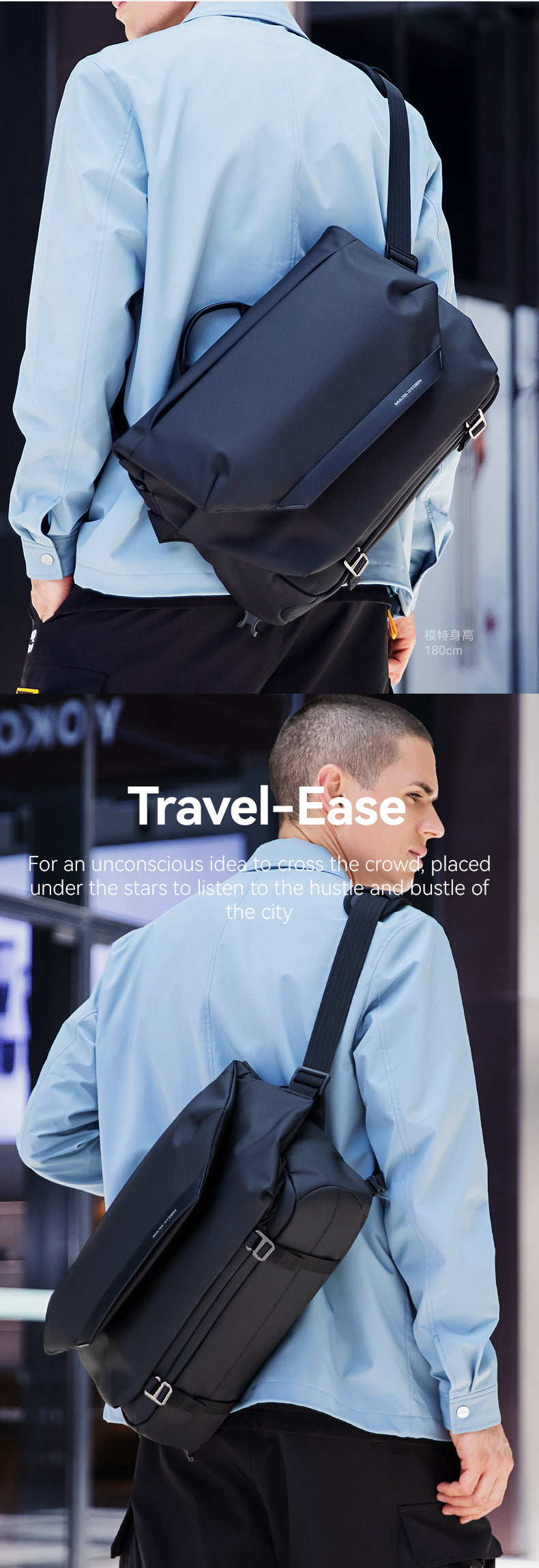 Mark Ryden Oversized Capacity Crossbody Bag Men's Shoulder Bag 12.9 Inch Computer Bag