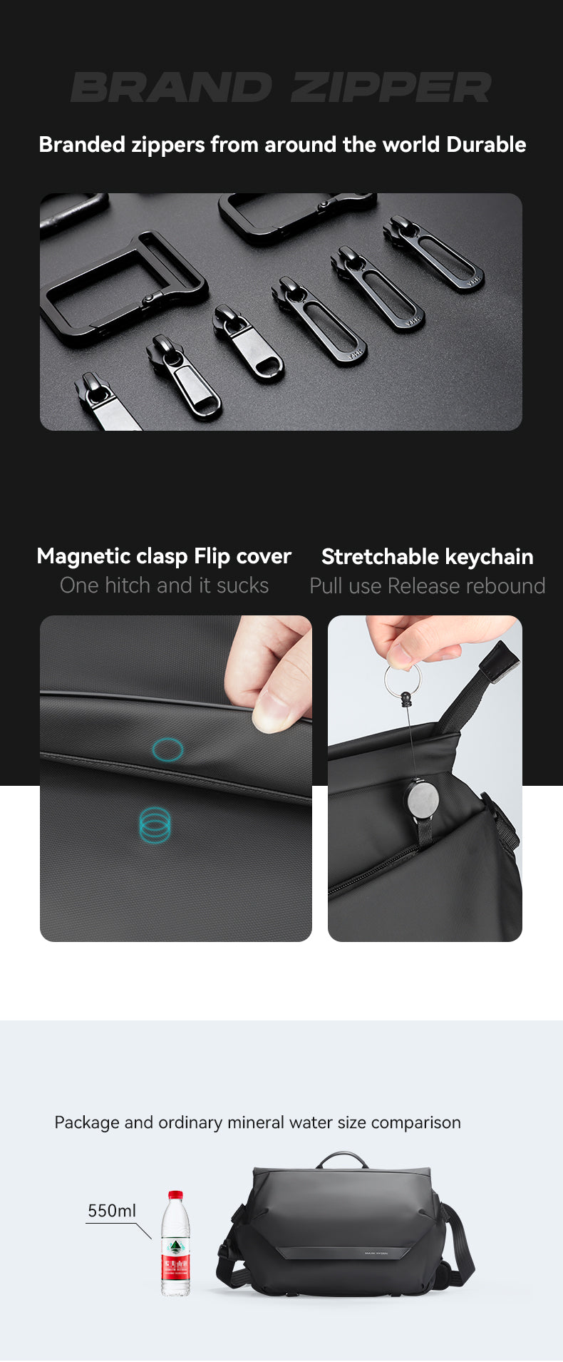 Mark Ryden Oversized Capacity Crossbody Bag Men's Shoulder Bag 12.9 Inch Computer Bag