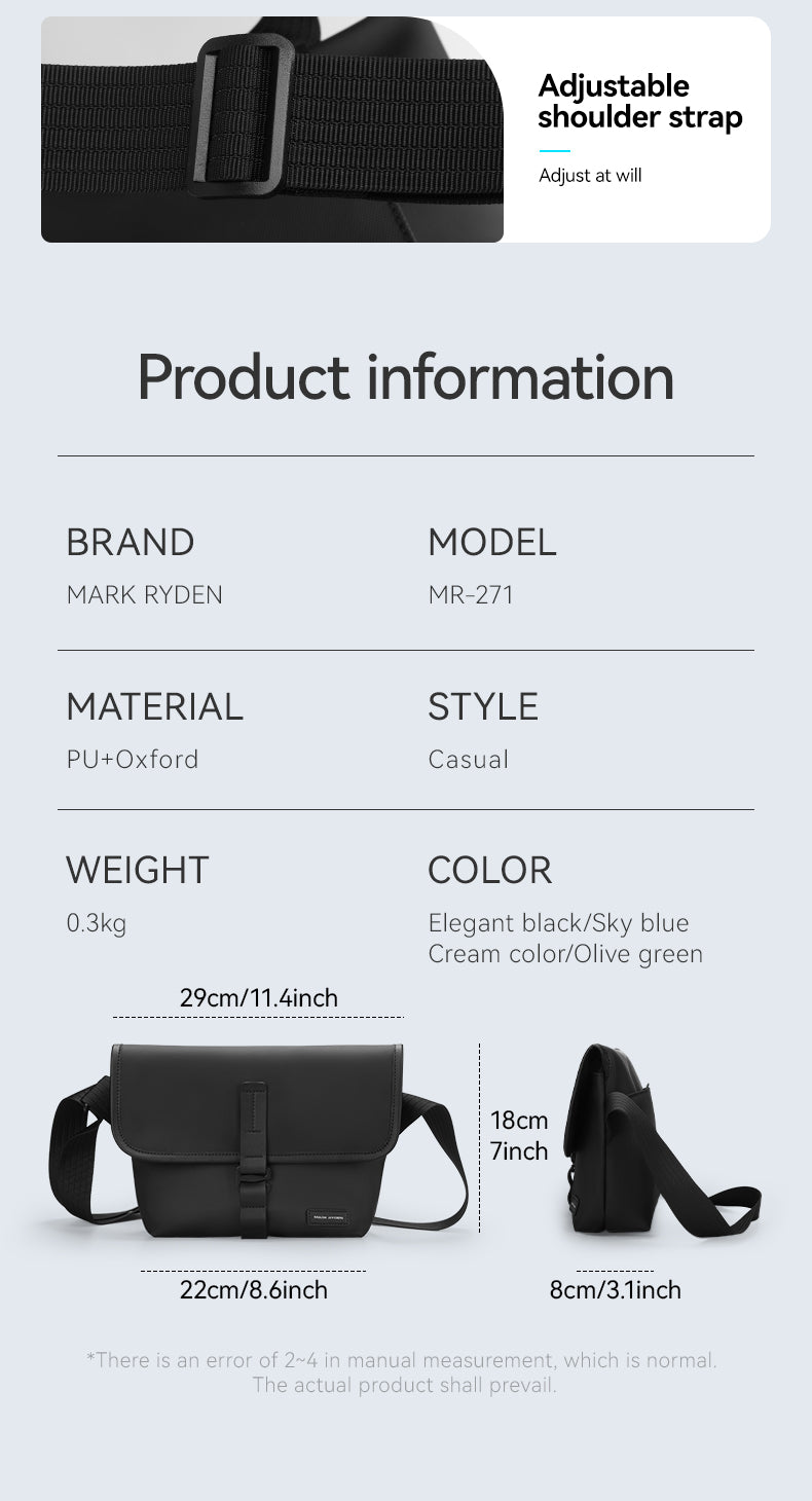 Mark Ryden Factory Hot Sale Men's Crossbody Bag Wholesale Multifunctional Outdoor Sports Cycling Shoulder Bag Chest
