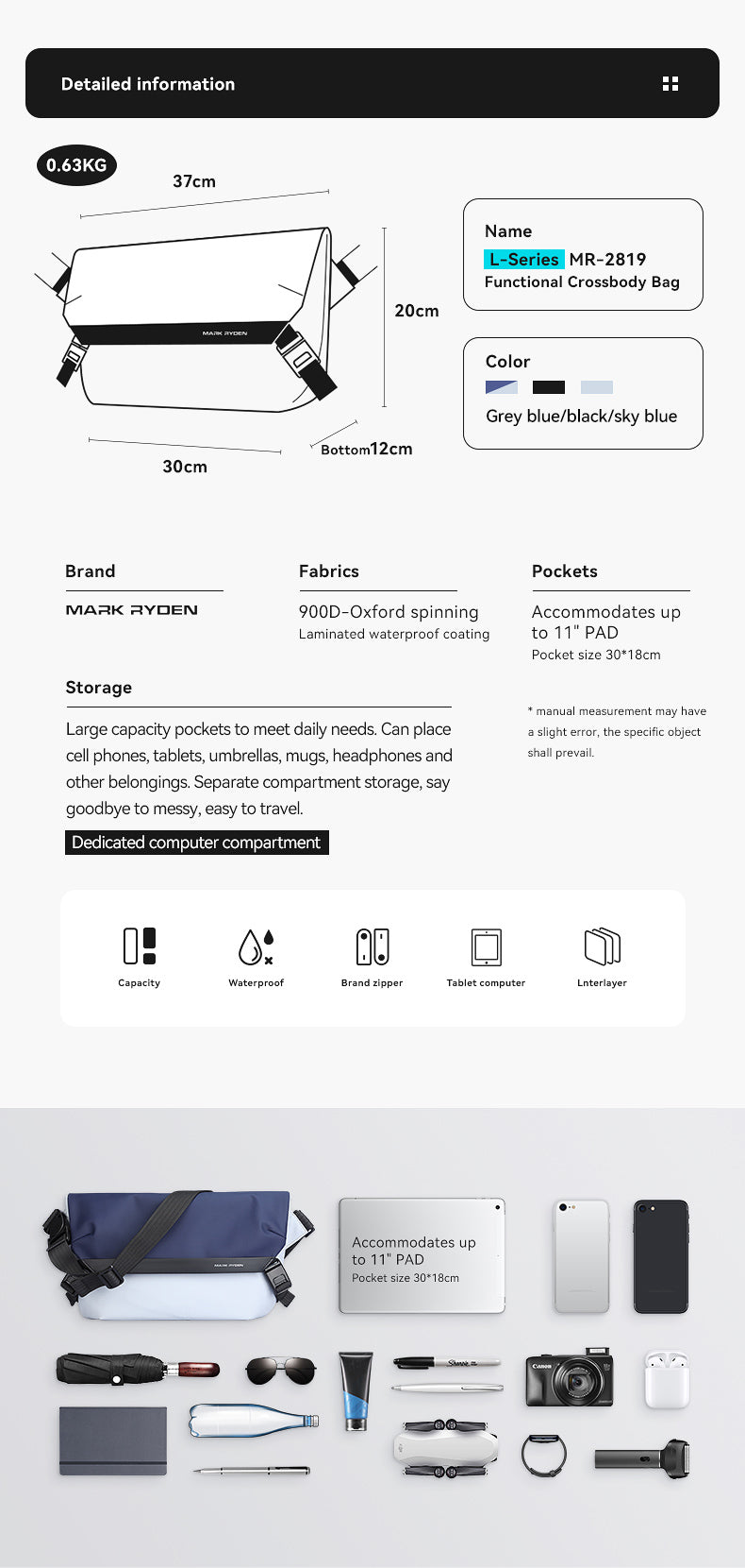 Mark Ryden Selling Explosive Men's Crossbody Bag Sports Cycling wholesale crossbody bag