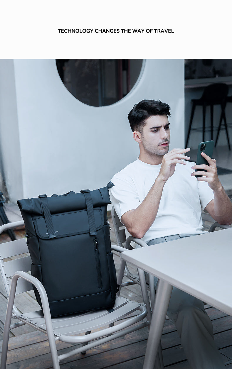 Mark Ryden Luxury Stylish Black Business Travel Daypack Computer Leather Mens Laptop Backpackmochila Hombre