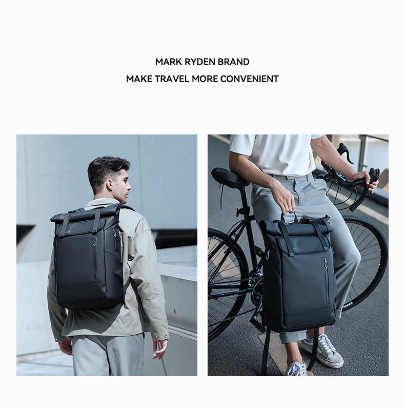 Mark Ryden Luxury Stylish Black Business Travel Daypack Computer Leather Mens Laptop Backpackmochila Hombre