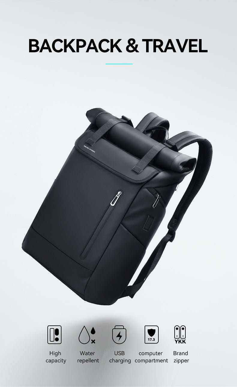 Mark Ryden Luxury Stylish Black Business Travel Daypack Computer Leather Mens Laptop Backpackmochila Hombre