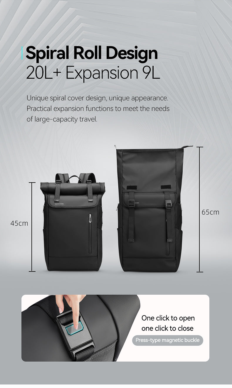 Mark Ryden Luxury Stylish Black Business Travel Daypack Computer Leather Mens Laptop Backpackmochila Hombre