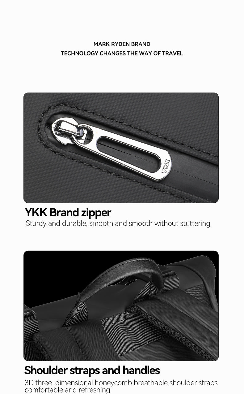 Mark Ryden Luxury Stylish Black Business Travel Daypack Computer Leather Mens Laptop Backpackmochila Hombre