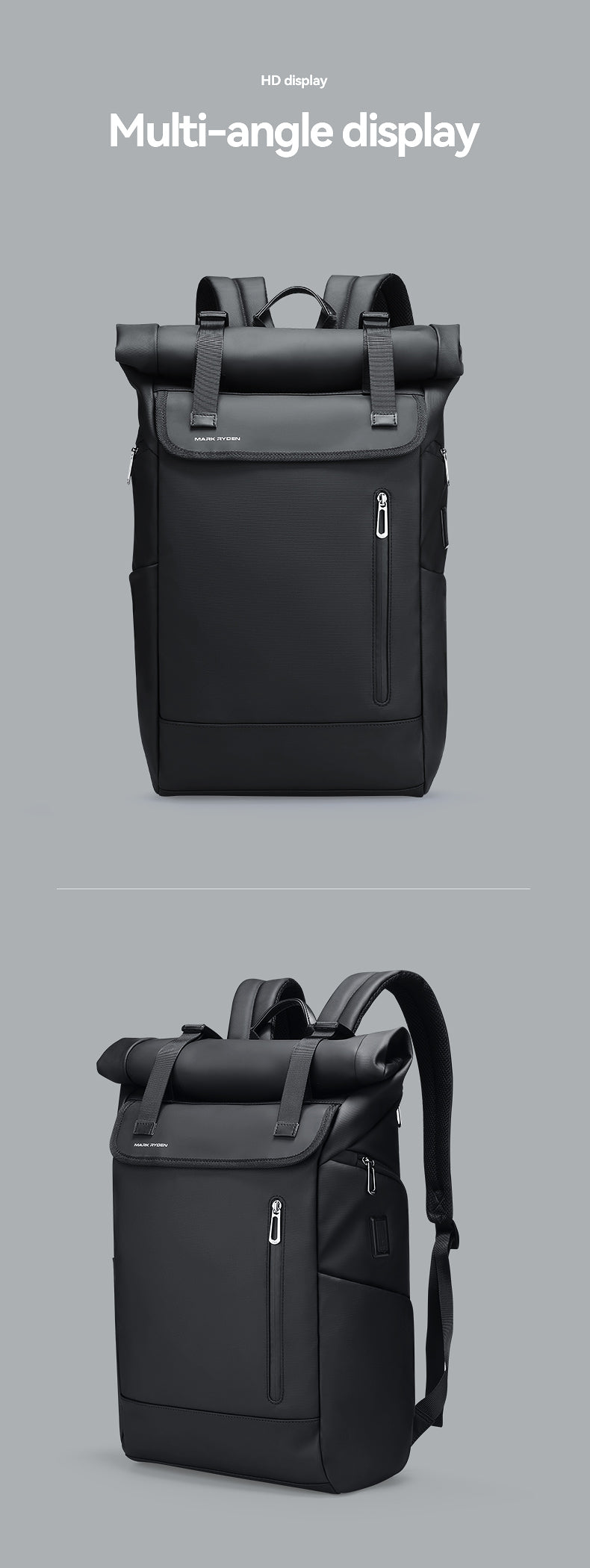 Mark Ryden Luxury Stylish Black Business Travel Daypack Computer Leather Mens Laptop Backpackmochila Hombre