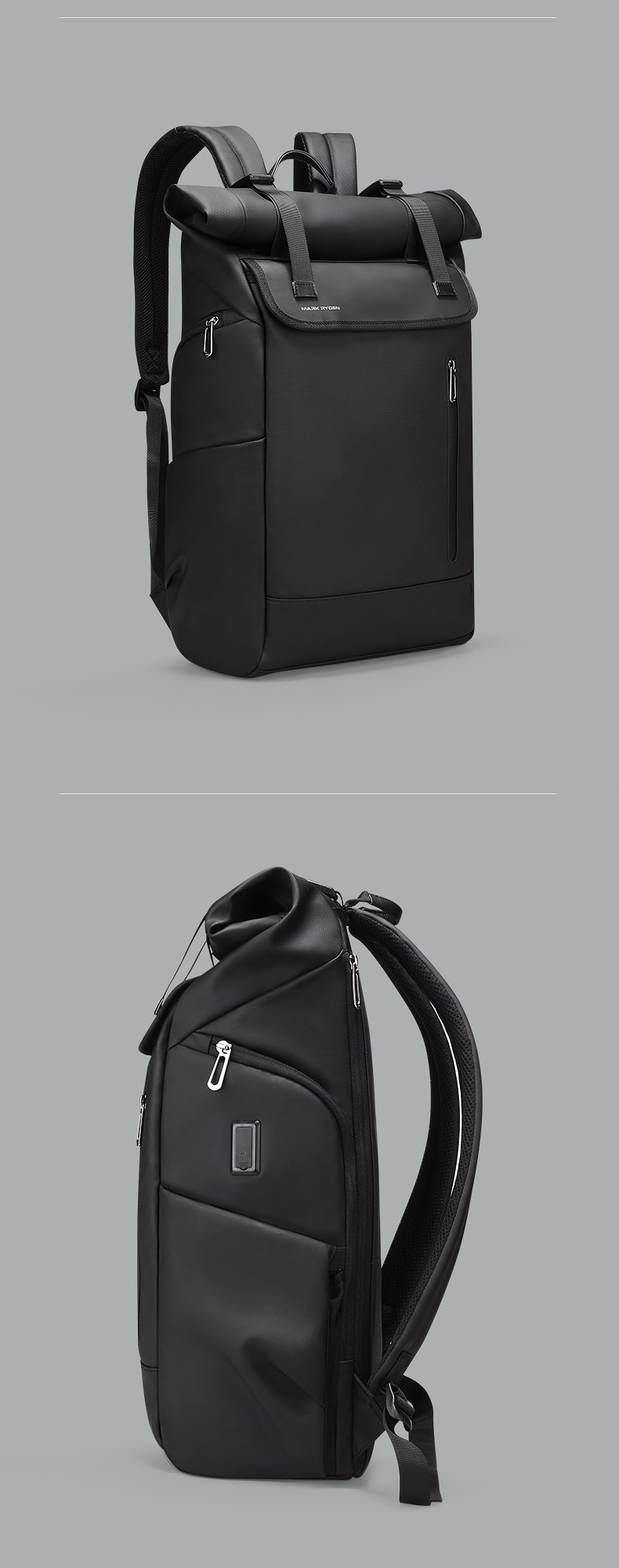 Mark Ryden Luxury Stylish Black Business Travel Daypack Computer Leather Mens Laptop Backpackmochila Hombre