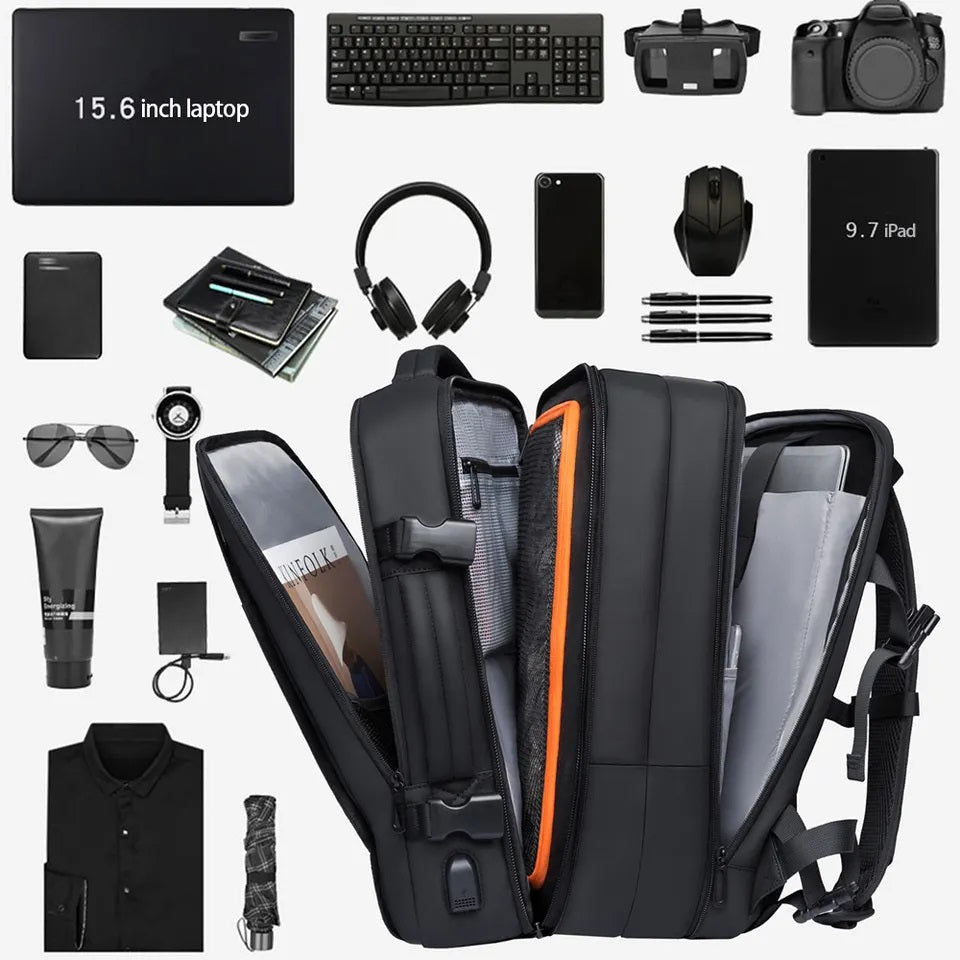 15.6inch usb waterproof notebook expandable travel backpacks bags 36L