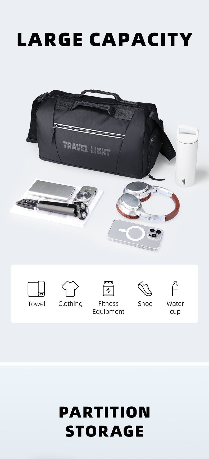 Mark Ryden Factory Hot Sale Men's Travel Bag Sports Gym Bag Travel Handbag Waterproof Crossbody Bag