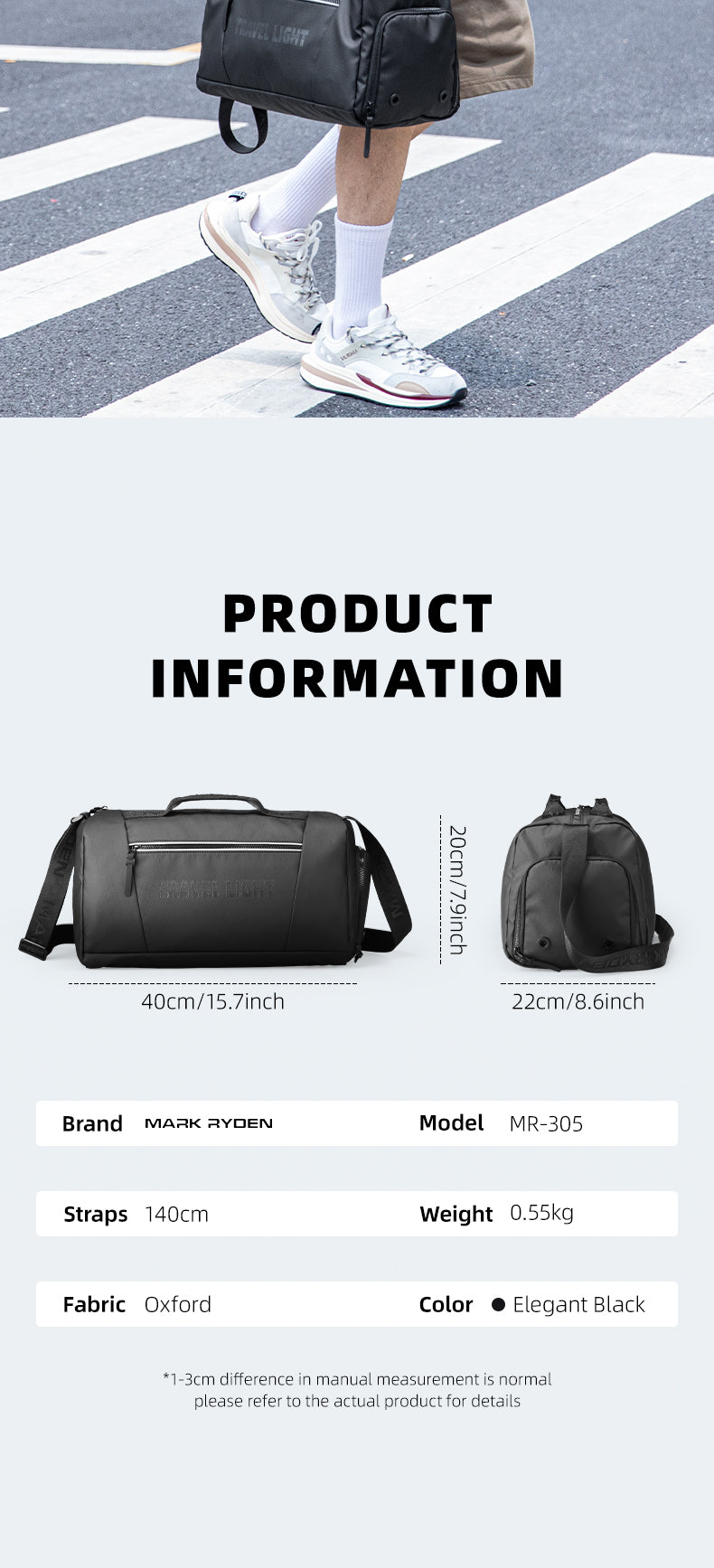 Mark Ryden Factory Hot Sale Men's Travel Bag Sports Gym Bag Travel Handbag Waterproof Crossbody Bag