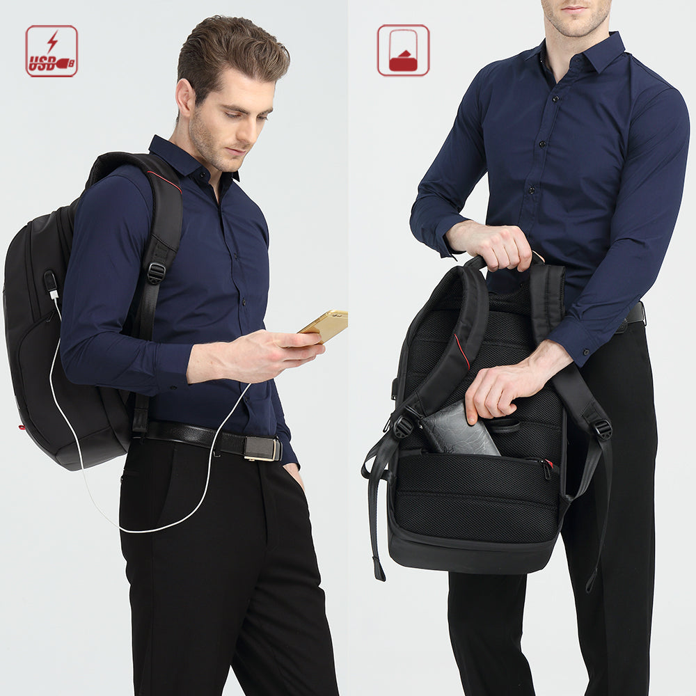 Kingsons Warming Briefcases two size 15.6 & 17 Inch Laptop Bag Travel USB Charging Backpack