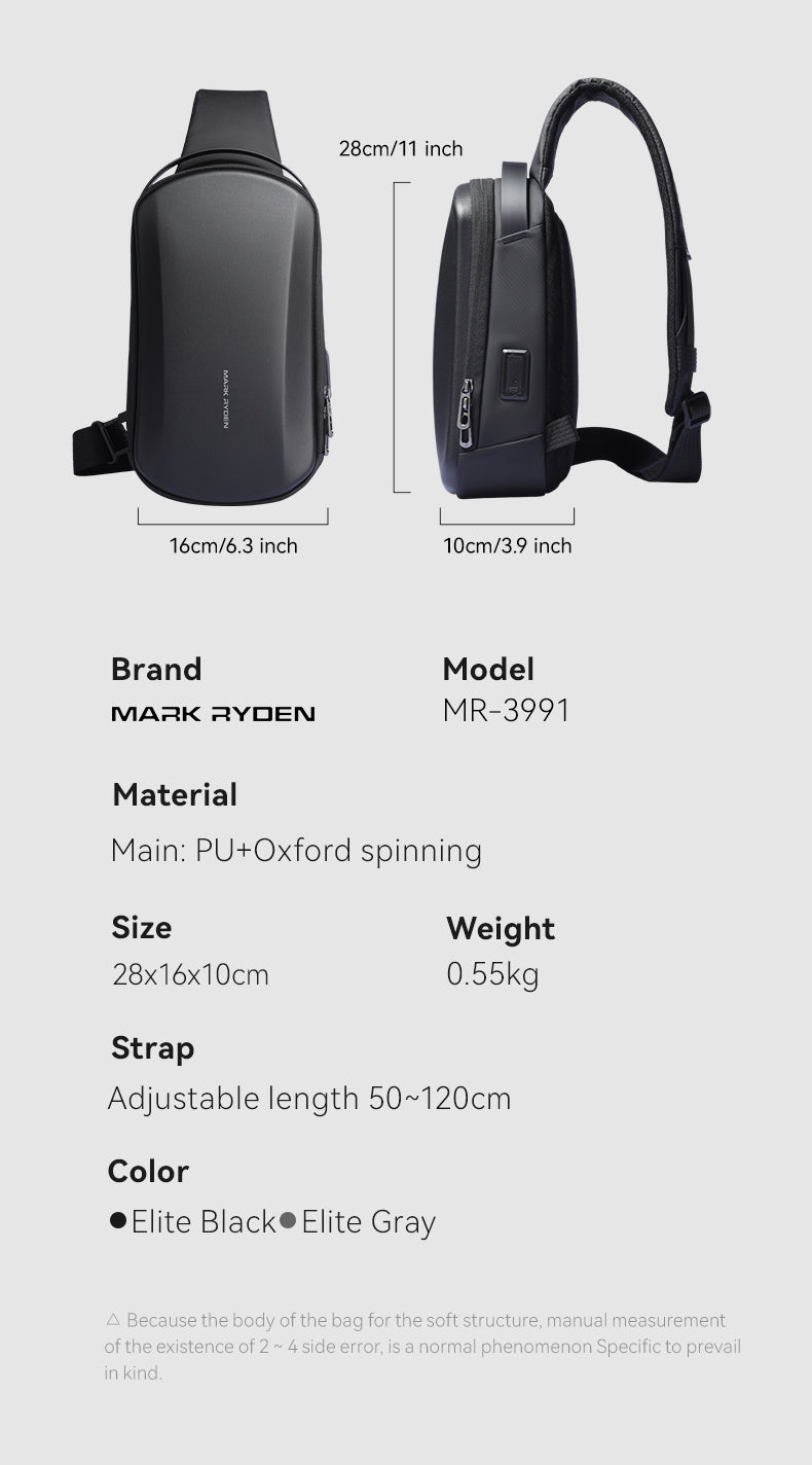 Mark Ryden Factory Wholesale Customised Crossbody Bag Large Capacity Tech Hard Shell Chest Sports Cycling Backpacks