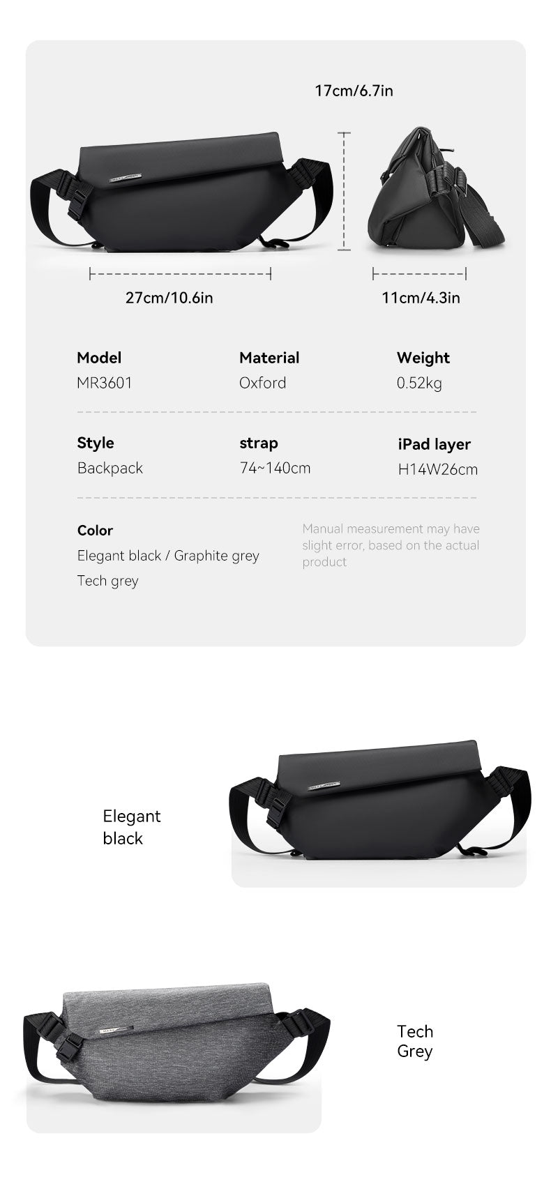 Mark Ryden Factory Wholesale Customised Crossbody Bag Men's Large Capacity Shoulder Tide Sports Small Backpack Bag