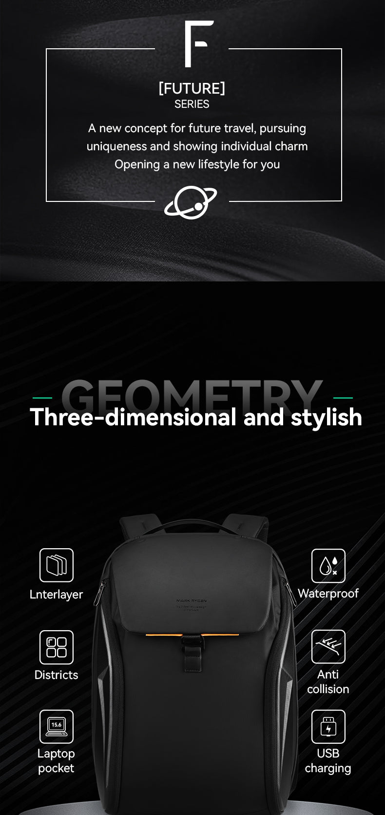 Mark Ryden Factory Hot Sale Multifunctional Men's Backpack Laptop Bag Work Travel Shoulder Bag