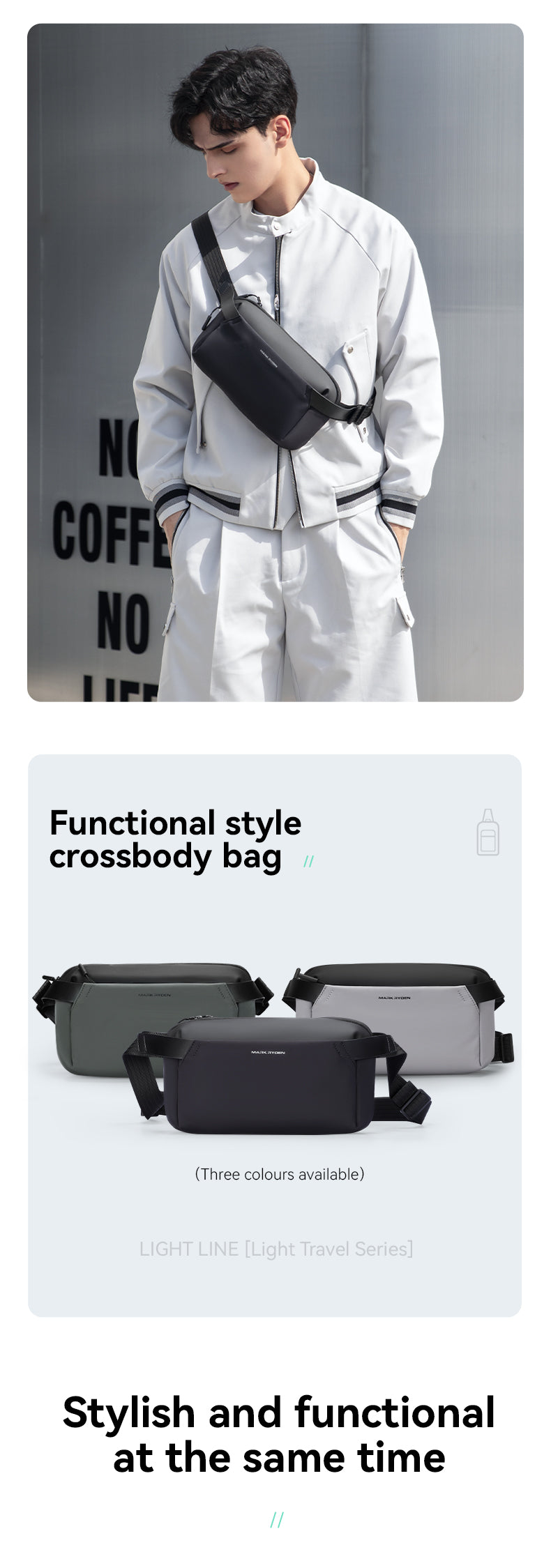 Mark Ryden Wholesale Customised Crossbody Bags Sport Riding Small Backpack Casual Fashion Chest Bag Men's Shoulder Bag