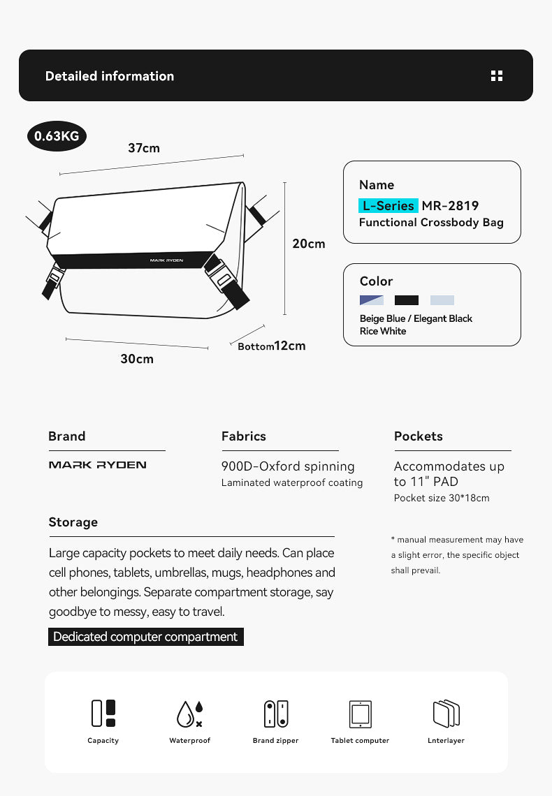 Mark Ryden Selling Explosive Men's Crossbody Bag Sports Cycling wholesale crossbody bag