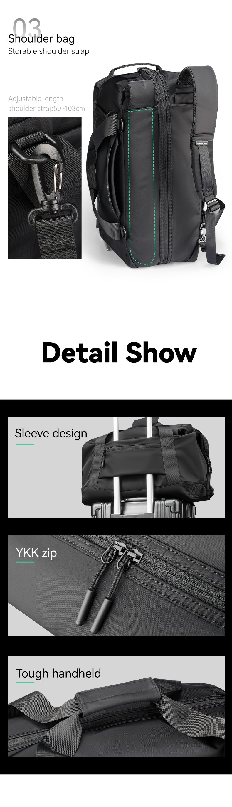 Mark Ryden Waterproof Large Capacity Men's Luggage Travel Bags Sports Gym Bags Travel Handbags