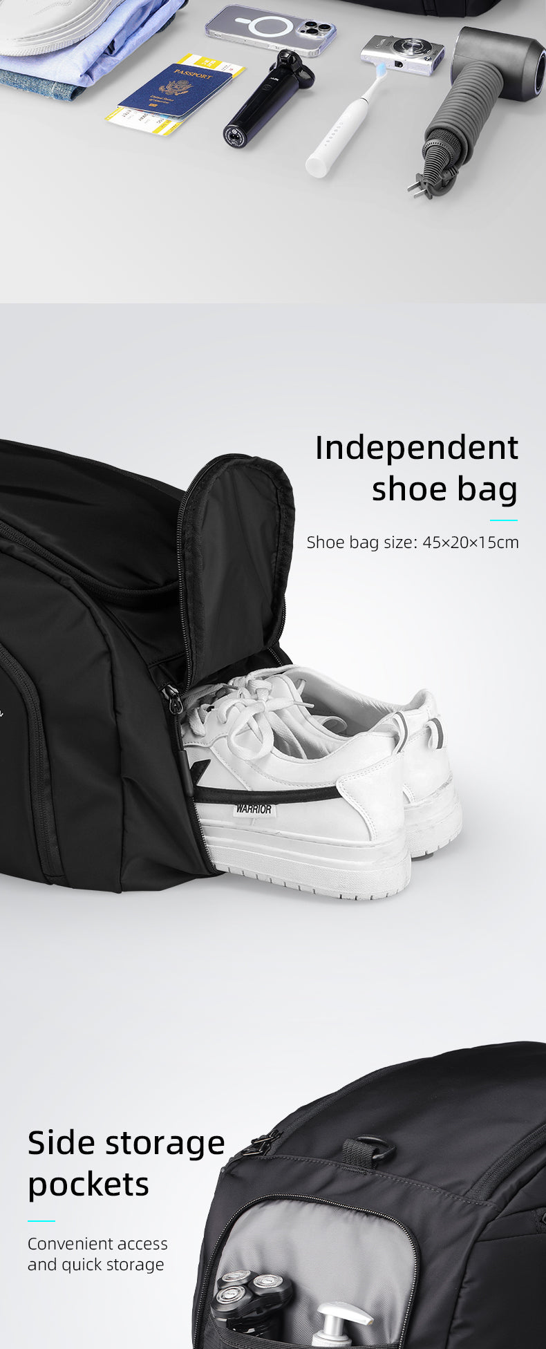 Mark Ryden Factory Hot Sale Men's Handbags Luggage Bags Travel Bags Sports Gym Bags Travel with Shoe Storage