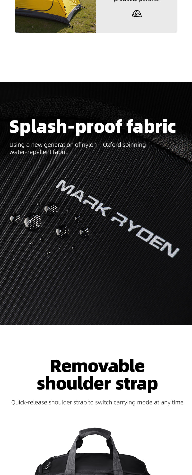 Mark Ryden Factory Hot Sale Men's Handbags Luggage Bags Travel Bags Sports Gym Bags Travel with Shoe Storage