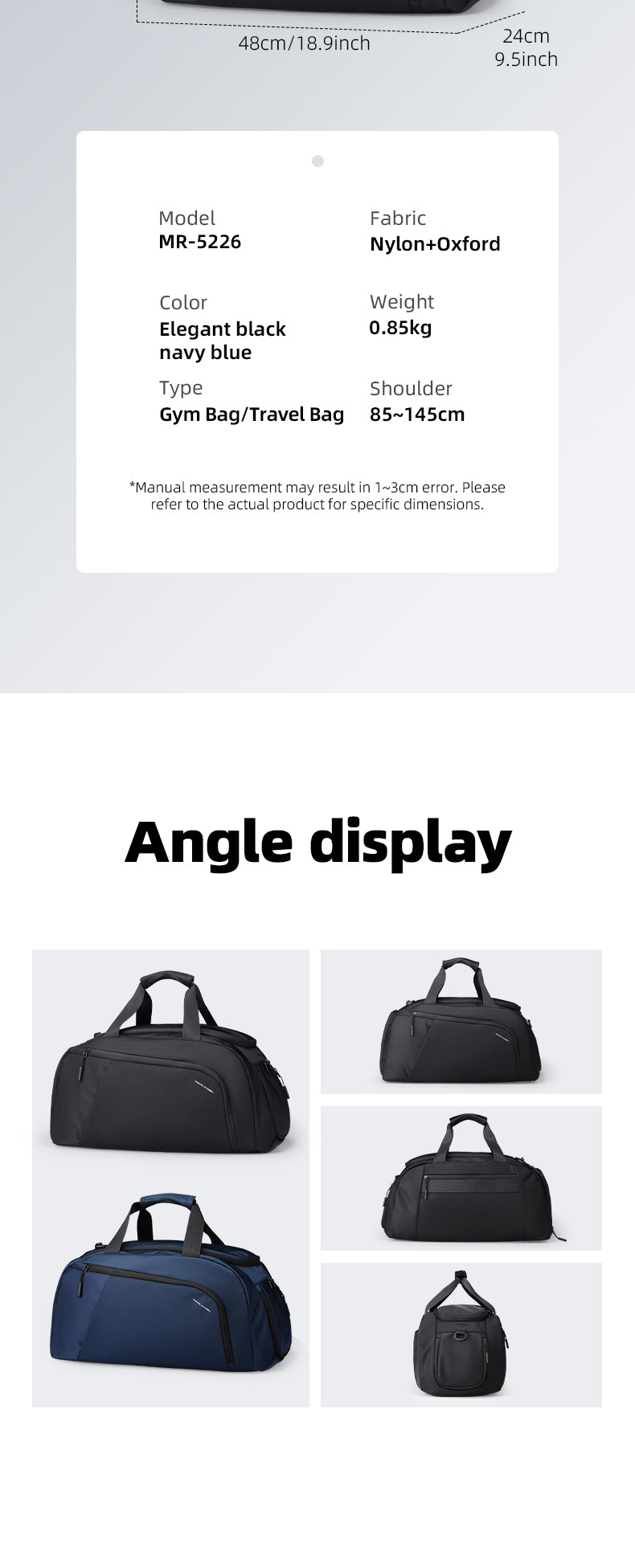 Mark Ryden Factory Hot Sale Men's Handbags Luggage Bags Travel Bags Sports Gym Bags Travel with Shoe Storage