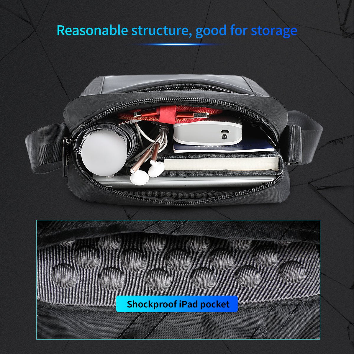 Tigernu Urban Style Men's 9.7-Inch Crossbody Bag Oxford Cloth Anti-Theft Flat Shock-Absorbing Compartment Particle City Sling Bag