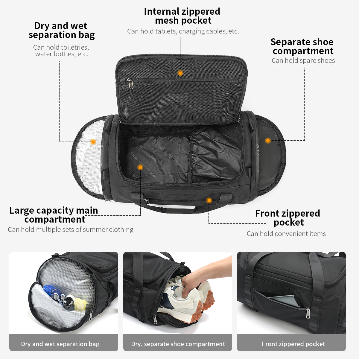 Tigernu High Quality Large Capacity Multi-pocket Waterproof Compartment Nylon Lightweight Wear-resistant Simple Outdoor Travel Backpack