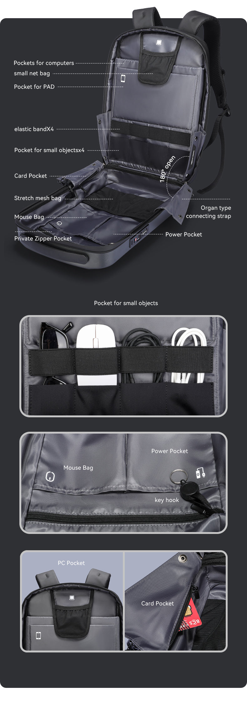 Mark Ryden Factory Hot Multi-layer Space Computer Backpack Men's Anti-theft Pocket Bag Waterproof Laptop Bag