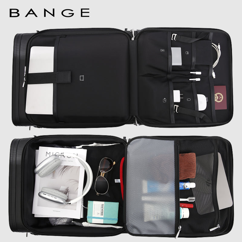 Bange Unisex 360 Degree Silent Glide Wheels TSA Lock Premium 20inch Carry on Multifunction Travel Luggage
