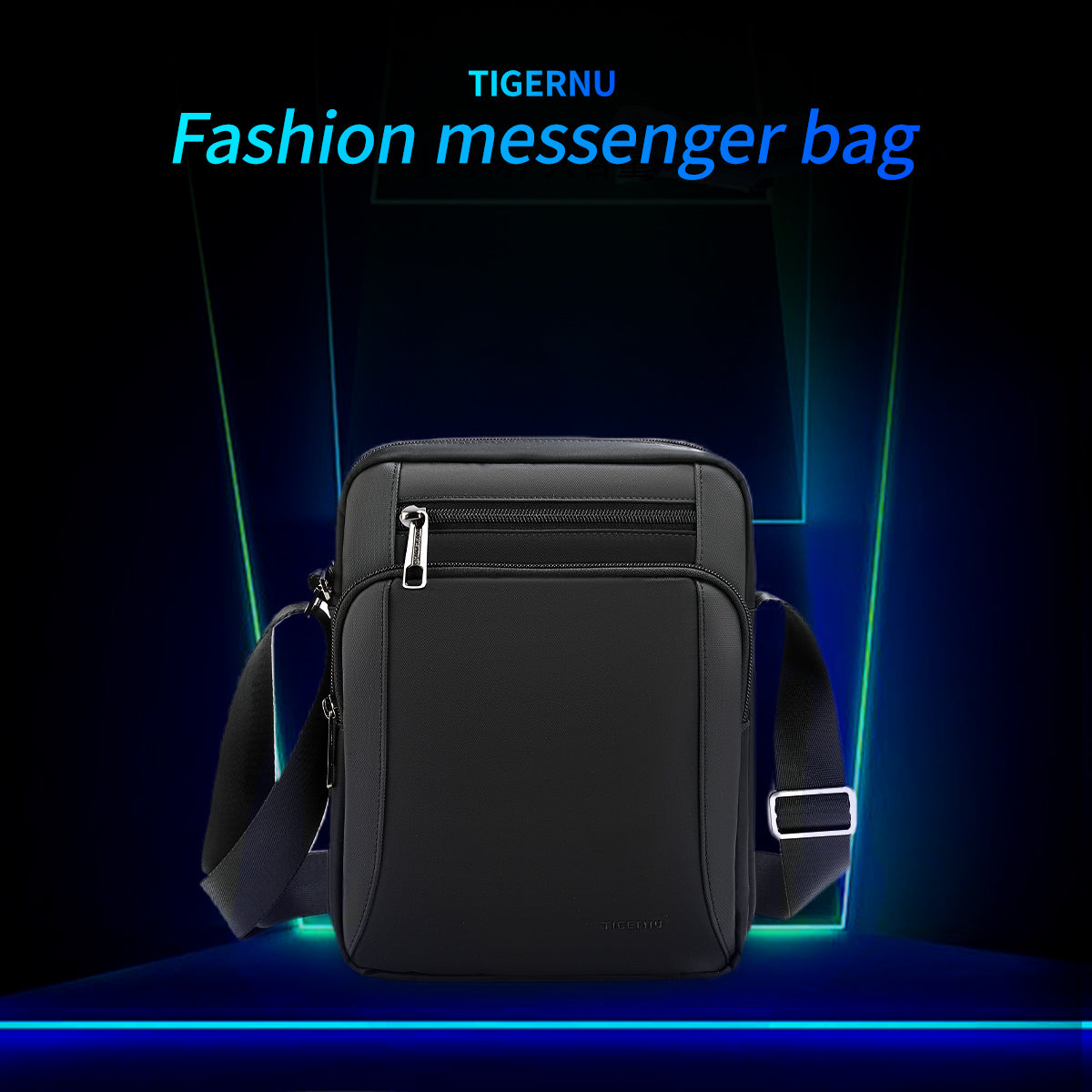 Tigernu Urban Style Men's 9.7-Inch Crossbody Bag Oxford Cloth Anti-Theft Flat Shock-Absorbing Compartment Particle City Sling Bag