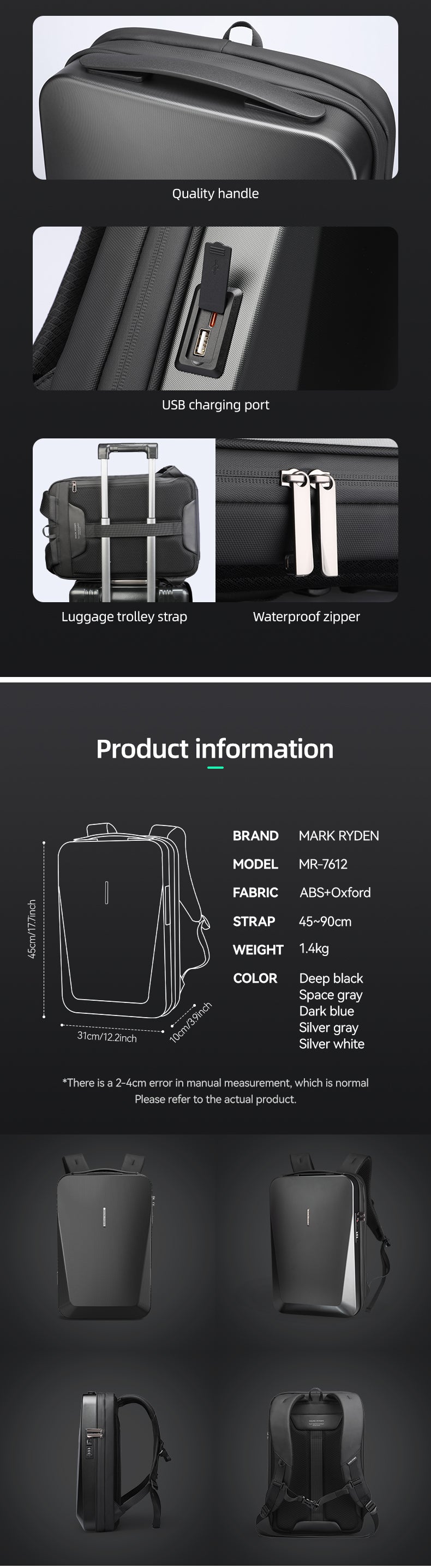 Mark Ryden Factory Hot Sale Laptop Backpack Cycling Sports Shoulder Bag Password Lock