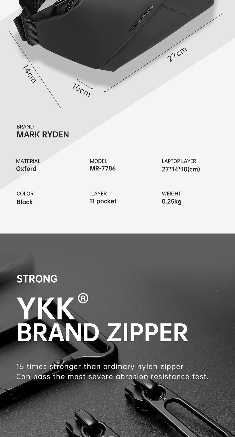 Mark Ryden Factory Customised Wholesale Crossbody Bag Men's Sling Backpack Sports Cycling Chest Bag