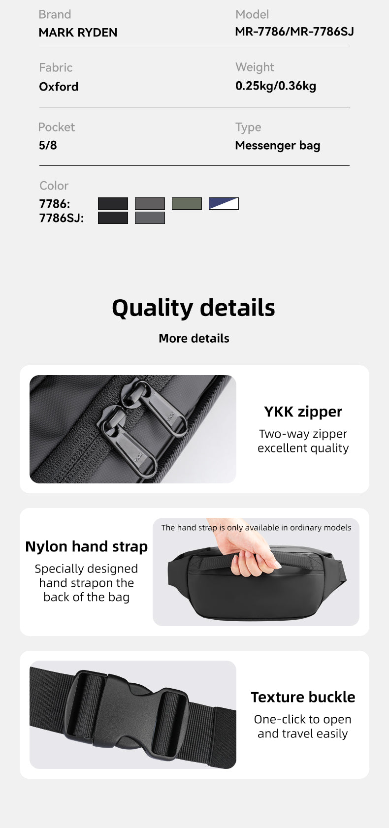 Mark Ryden Factory Customised Wholesale Crossbody Bag Men's Sling Backpack Sports Cycling Chest Bag