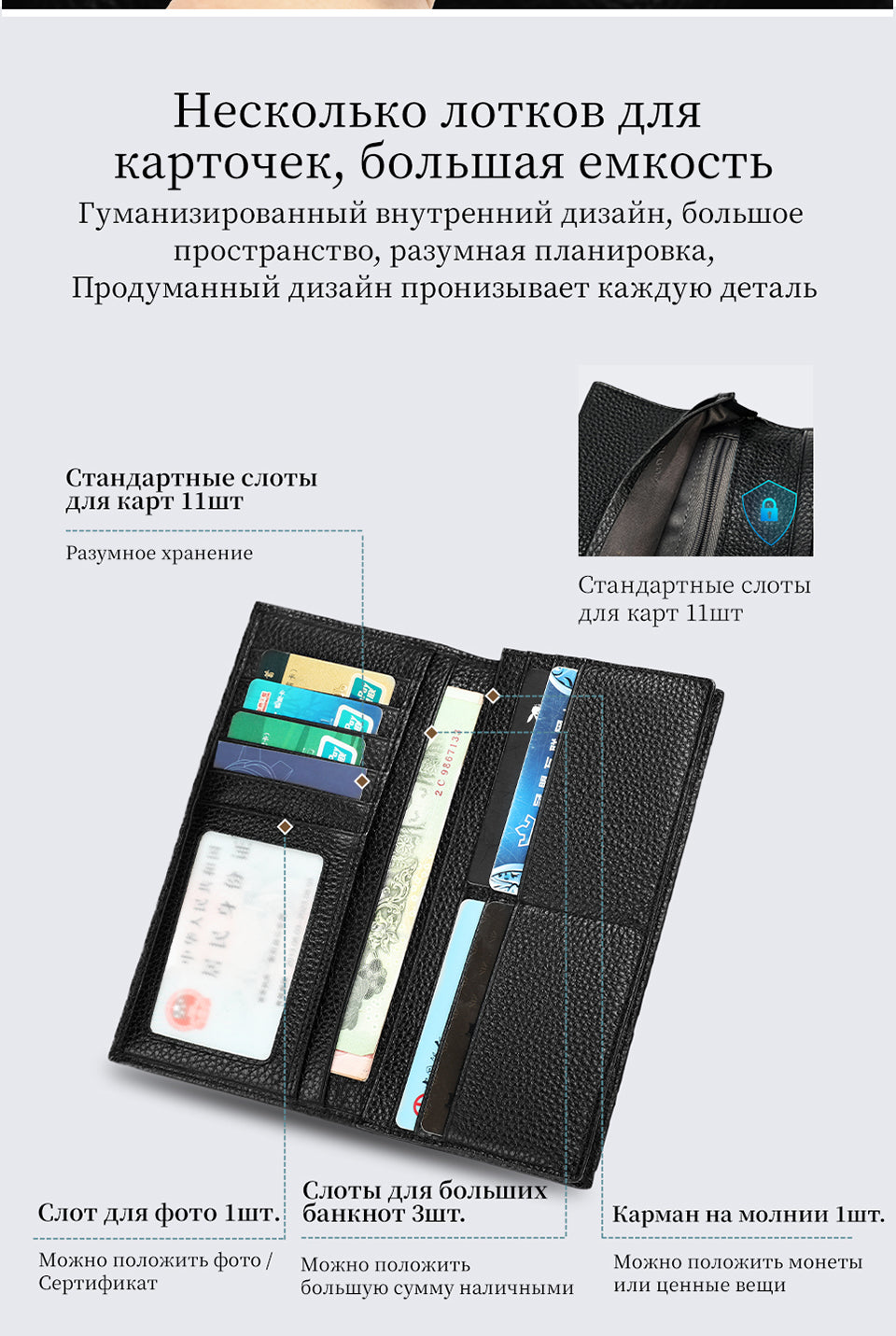 TIGERNU Craftsmanship Design 10 Inch Top Layer Cowhide Durable and Sturdy Classic Style Business Communication Daily Men's Wallet