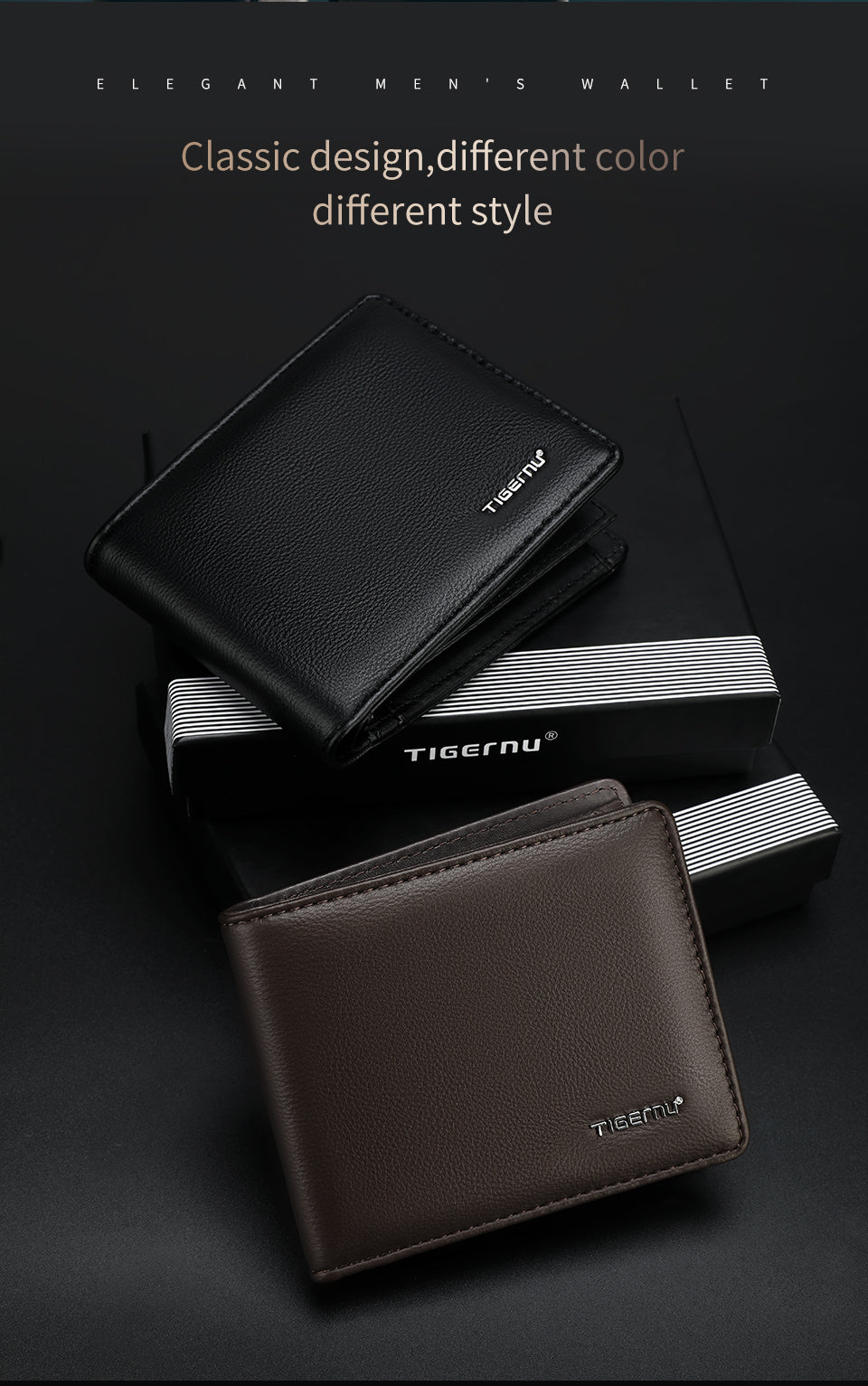 Tigernu Classic Fashion Category Storage 6.1-inch PU Easy Carrying Waterproof Scratch Resist Simple Universal Versatile Men's Wallet