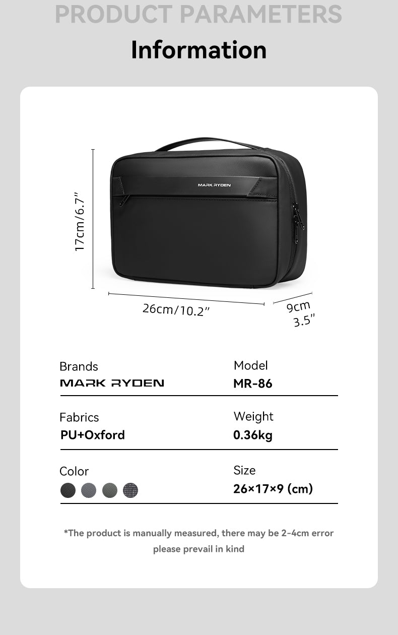 Mark Ryden Travel Toiletry Bag Men's Business Trip Gods Dry Wet Separation Fitness Bath Bag Waterproof Makeup Storage Bag