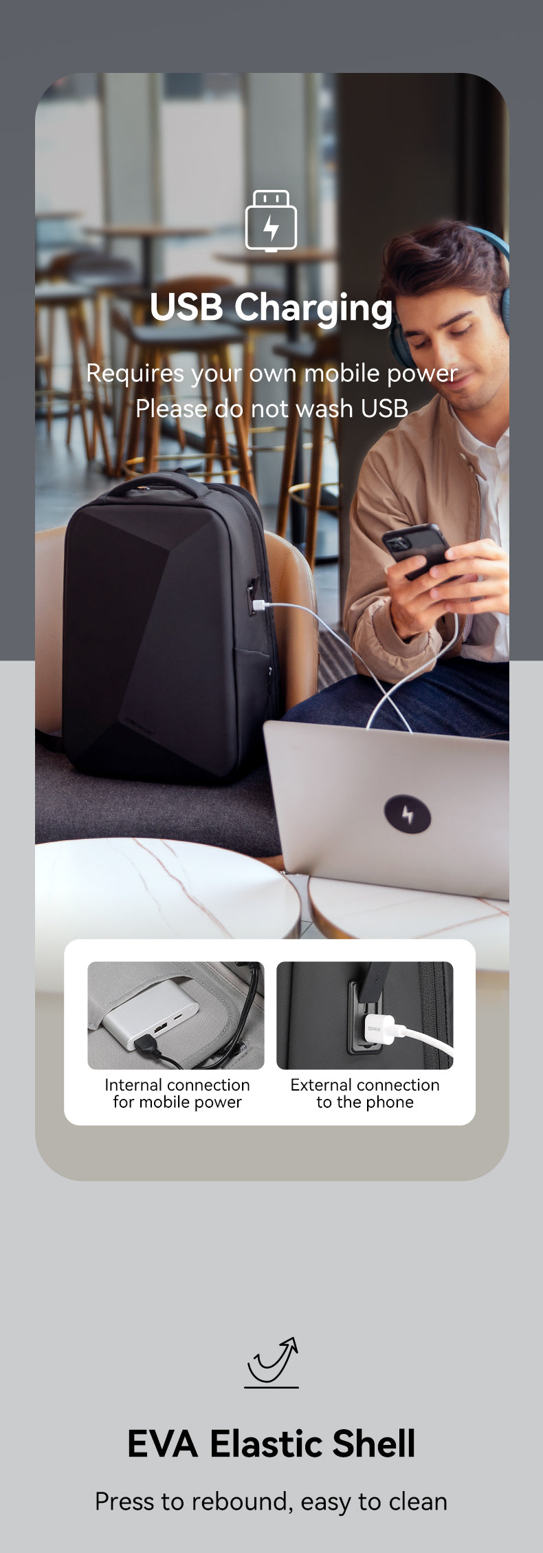 Mark RydenAnti-theft Combination Loc Men's Shoulder Backpack Diamond Cut Fashion Trend Computer Bags for Laptop