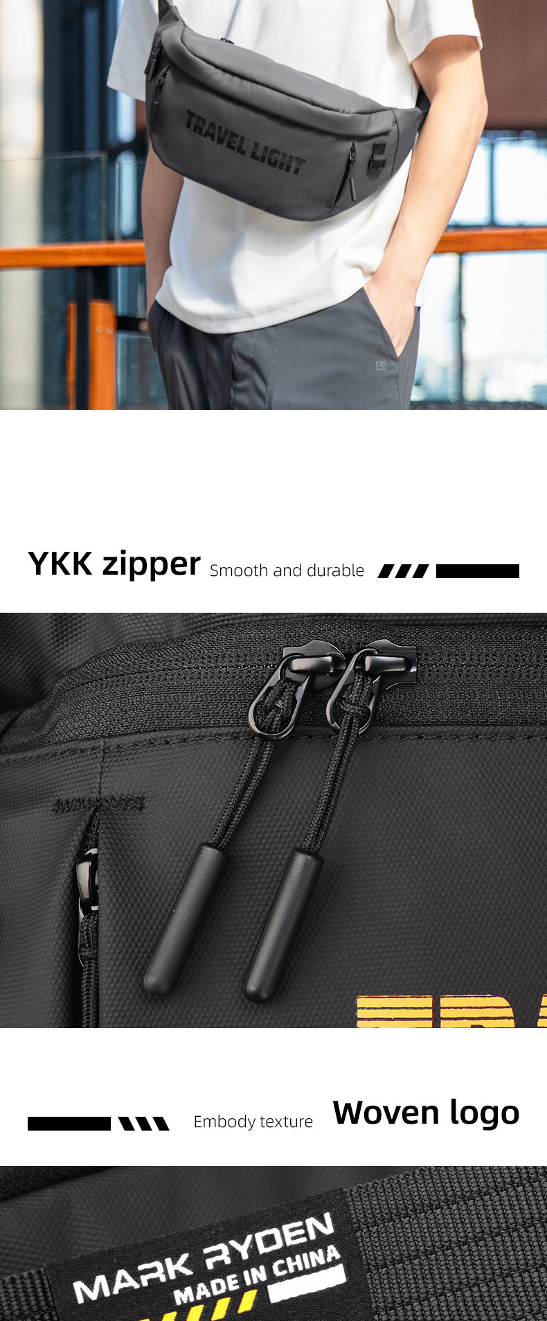 Mark Ryden Factory Hot New Shoulder Satchel Sports Fanny Pack Men's logo Customization Sling Bag