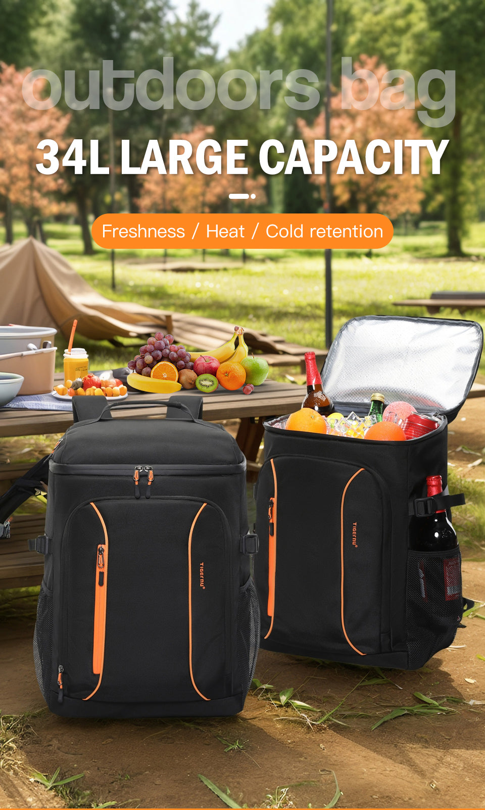 Tigernu High Quality Portable Cooler Bags Multifunctional Heat Cold Preservation Picnic Bag Outdoor Camping Backpack