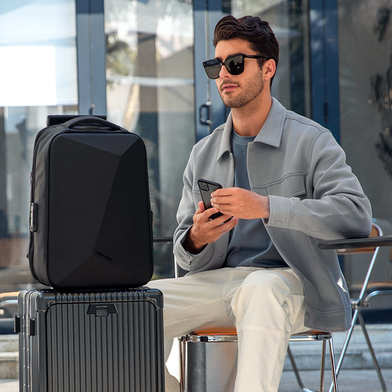 Mark RydenAnti-theft Combination Loc Men's Shoulder Backpack Diamond Cut Fashion Trend Computer Bags for Laptop