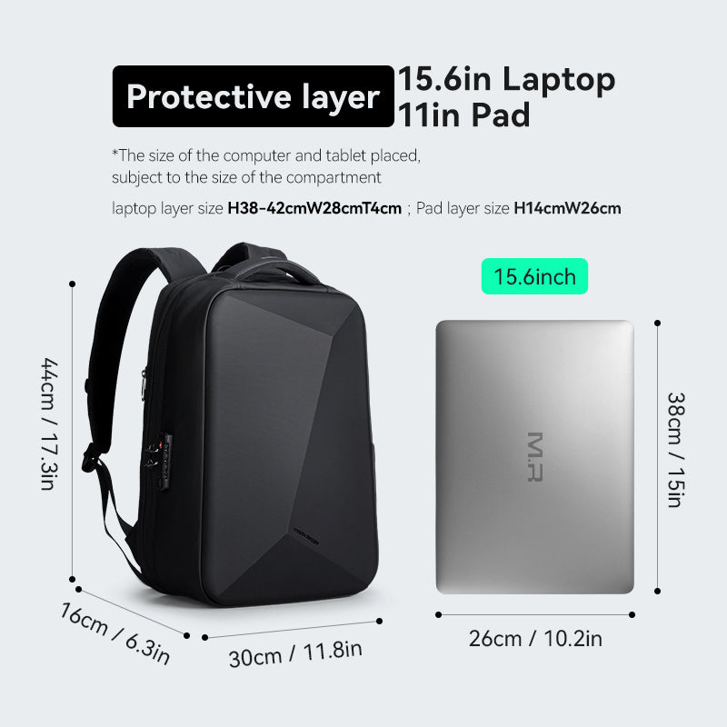 Mark RydenAnti-theft Combination Loc Men's Shoulder Backpack Diamond Cut Fashion Trend Computer Bags for Laptop