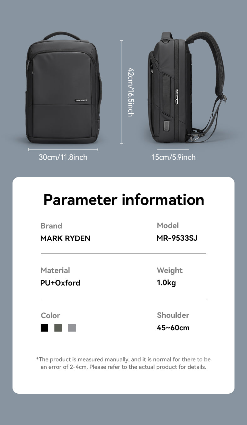 Mark Ryden Bags for Laptop Black Backpack Men Light Laptop Bags High Quality School Backpack