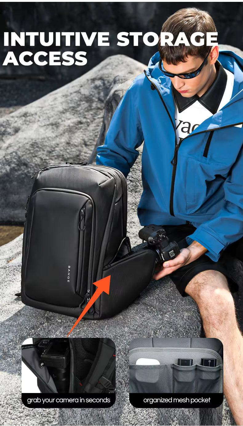 BANGE Luxury New Waterproof Camera Backpack with Zipper Closure Durable Multifunctional DSLR Photography Gear